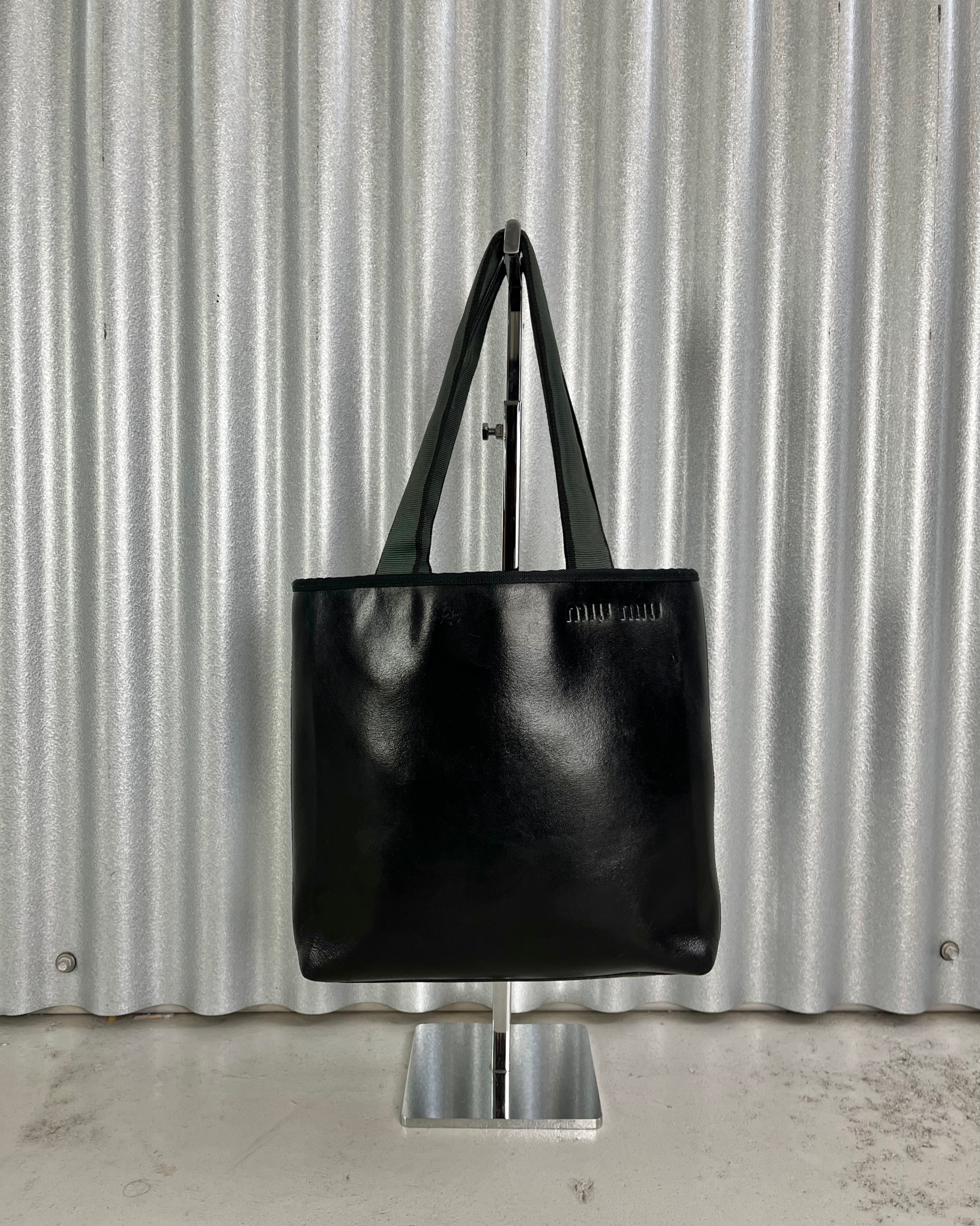 Miu Miu 1990’s Archive Leather Tote Bag Black