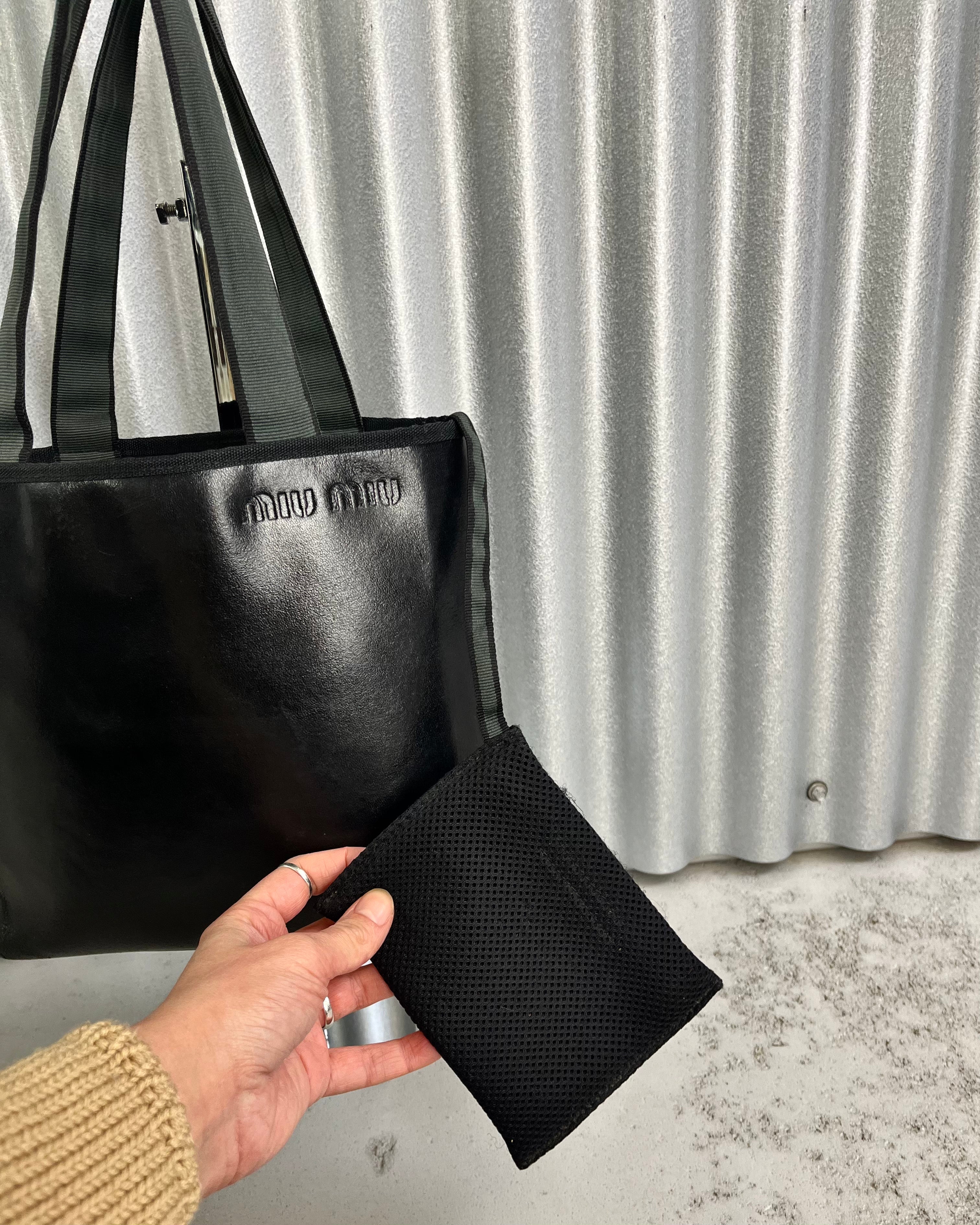 Miu Miu 1990's Archive Leather Tote Bag Black – Amber Handbags